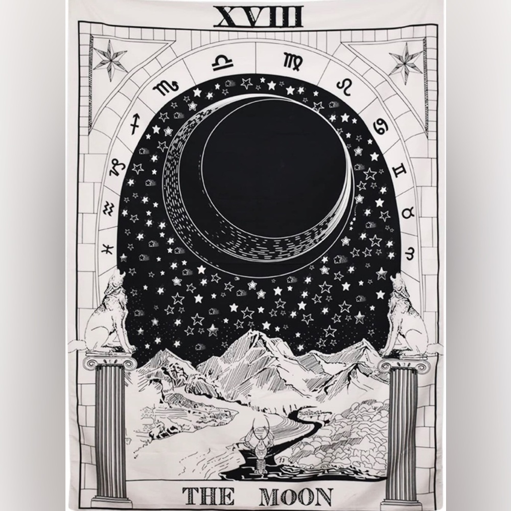 Tarot Card Fabric Wall Tapestry |The Moon | Home Decor  51.2"X59.1"
